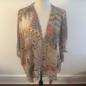 Open Front Boho Fringe Kimono Style Top small / medium